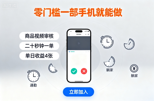 零门槛一部手机就能做，商品视频审核，通勤躺家碎片时间都能做，二十秒钟一单，单日收益4张【揭秘】-蚂蚁汇资源分享项目网