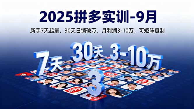 2025拼多多实训-9月：新手7天起量,30天日销破万,月利润3-10万,可矩阵复制-蚂蚁汇资源分享项目网