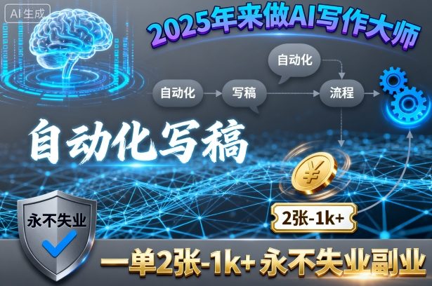 2025年来做AI写作大师，自动化写稿，一单2张-1k+，永不失业副业-蚂蚁汇资源分享项目网
