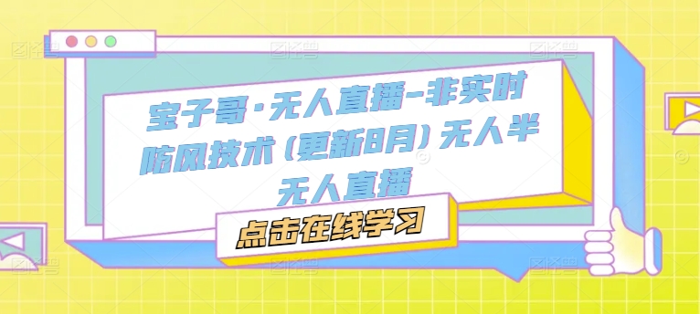 宝子哥·无人直播-非实时防风技术(更新25年9月)无人半无人直播-蚂蚁汇资源分享项目网