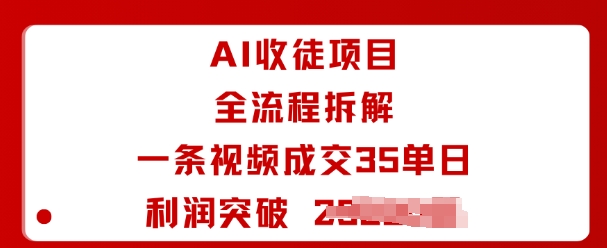 AI收徒项目全流程拆解一条视频成交35单日利润突破1k+-蚂蚁汇资源分享项目网