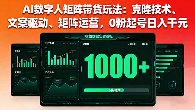 AI数字人矩阵带货玩法：克隆技术、文案驱动、矩阵运营，0粉起号日入千元-蚂蚁汇资源分享项目网