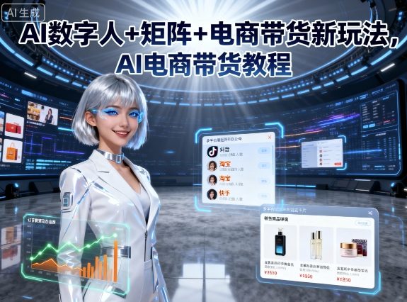 AI数字人+矩阵+电商带货新玩法，AI电商带货教程-蚂蚁汇资源分享项目网