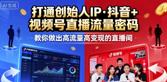 25年直播9-10两期线下课，打通创始人IP，抖音+视频号直播流量密码，教你做出高流量高变现的直播间-蚂蚁汇资源分享项目网