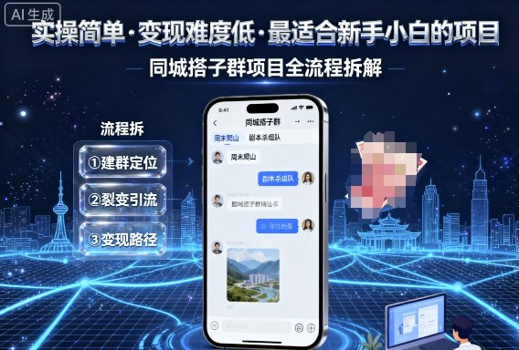 实操简单，变现难度低，最适合新手小白做的项目，每天轻松收入3张，同城搭子群项目全流程拆解-蚂蚁汇资源分享项目网