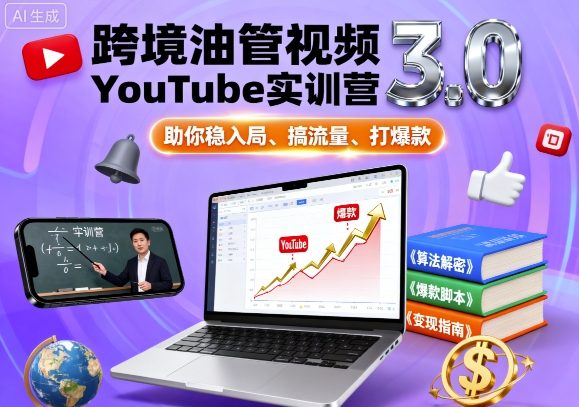 跨境油管视频YouTube实训营3.0，助你稳入局、搞流量、打爆款-蚂蚁汇资源分享项目网