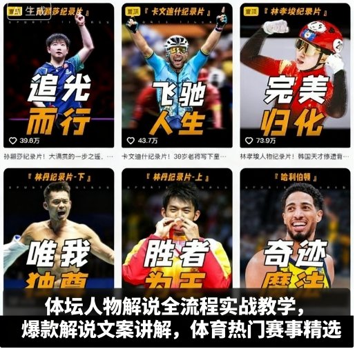 体坛人物解说全流程实战教学，爆款解说文案讲解，体育热门赛事精选-蚂蚁汇资源分享项目网