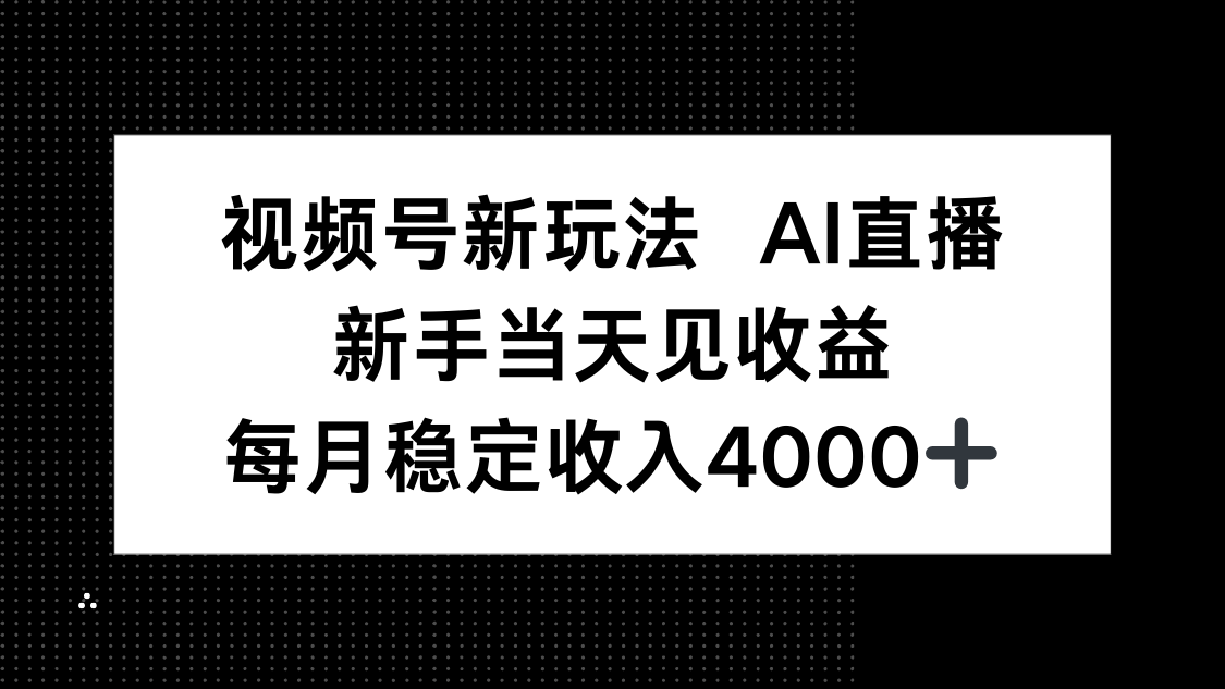 视频号新玩法AI直播，新手小白当天见收益，月入4000+-蚂蚁汇资源分享项目网