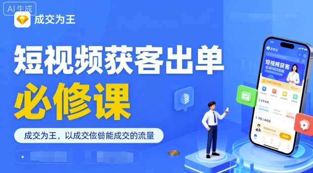 短视频获客出单必修课，成交为王，以成交为导向，直接做能成交的流量-蚂蚁汇资源分享项目网