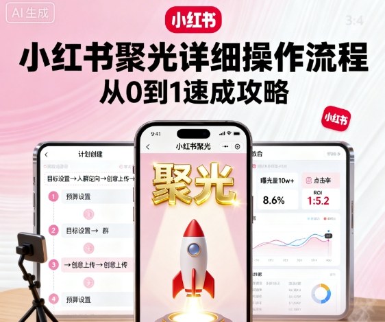 小红书聚光详细操作流程，小红书聚光从0到1速成攻略-蚂蚁汇资源分享项目网
