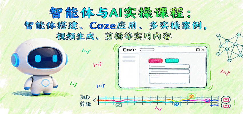 智能体与AI实操课程：智能体搭建、Coze应用、多实操案例，视频生成、剪辑等实用内容-蚂蚁汇资源分享项目网