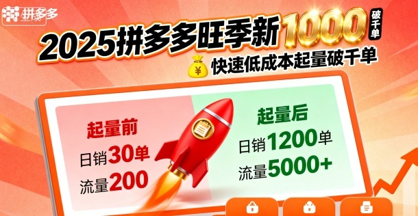 2025拼多多旺季新老店铺——快速低成本起量破千单-蚂蚁汇资源分享项目网