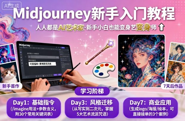 midjourney新手入门教程：人人都是AI艺术家，新手小白也能变身艺术大师-蚂蚁汇资源分享项目网