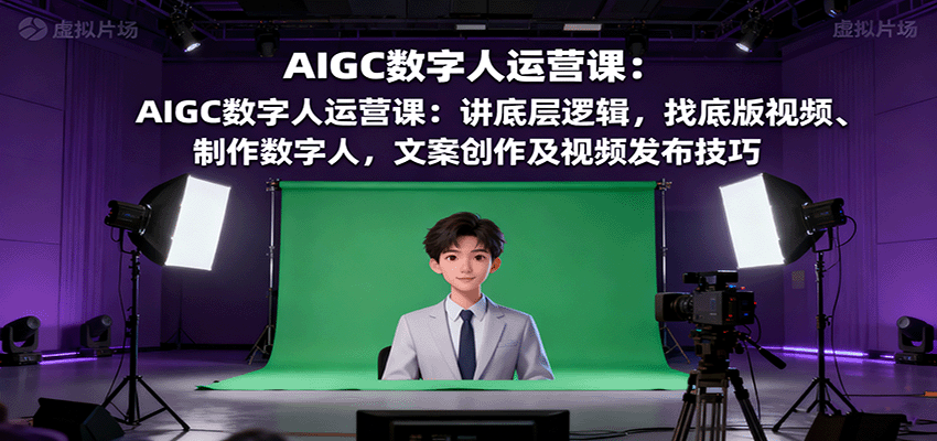 AIGC数字人运营课：讲底层逻辑，找底版视频、制作数字人，文案创作及视频发布技巧-蚂蚁汇资源分享项目网