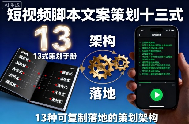 短视频脚本文案策划十三式，13种可复制落地的策划架构-蚂蚁汇资源分享项目网