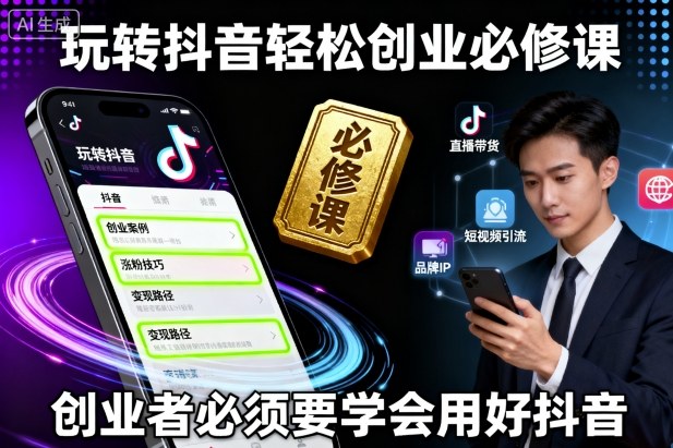 玩转抖音轻松创业必修课，创业者必须要学会用好抖音-蚂蚁汇资源分享项目网