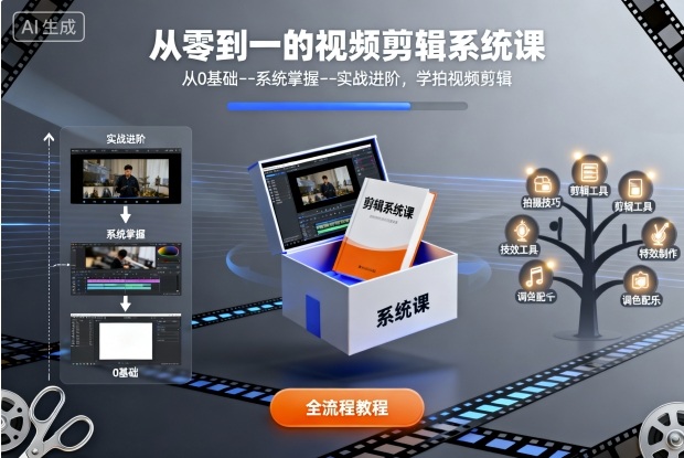 从零到一的视频剪辑系统课，从0基础–系统掌握–实战进阶，学拍视频剪辑-蚂蚁汇资源分享项目网