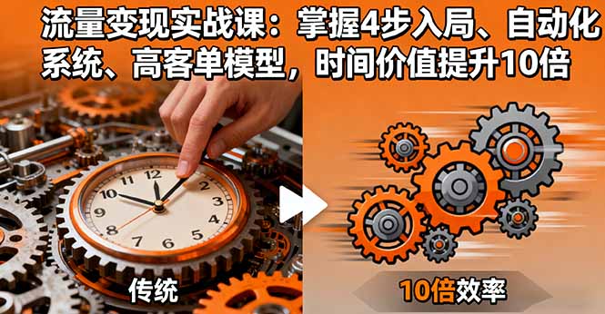 流量变现实战课：掌握4步入局、自动化系统、高客单模型，时间价值提升10倍-蚂蚁汇资源分享项目网