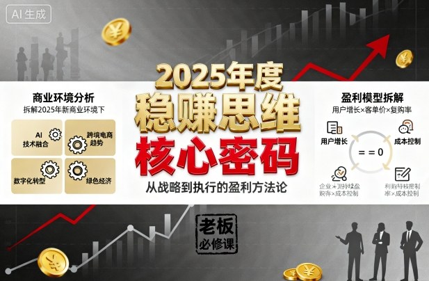 2025年度稳賺思维老板创业营，拆解2025年新商业环境下，企业实现持续盈利的核心密码-蚂蚁汇资源分享项目网