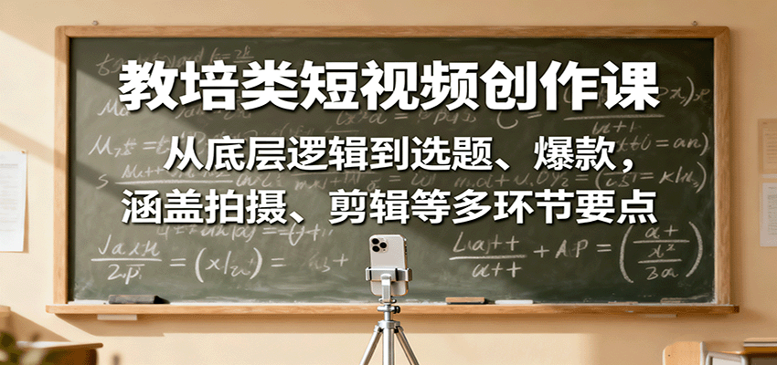 教培类短视频创作课：从底层逻辑到选题、爆款，涵盖拍摄、剪辑等多环节要点-蚂蚁汇资源分享项目网