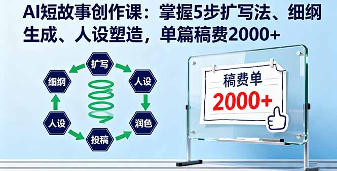AI短故事创作课：掌握5步扩写法、细纲生成、人设塑造，单篇稿费2000+-蚂蚁汇资源分享项目网
