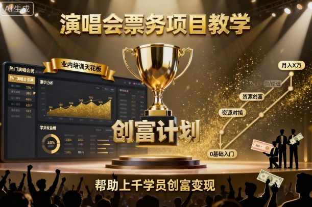 演唱会票务项目教学，业内培训天花板，帮助上千学员创富变现(更新)-蚂蚁汇资源分享项目网