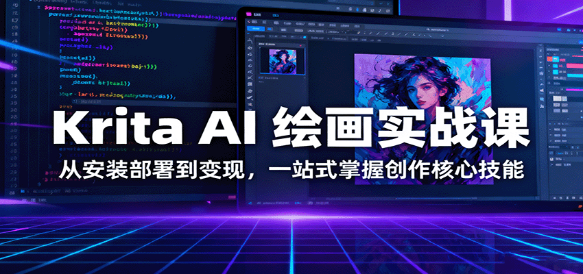 Krita AI 绘画实战课：从安装部署到变现，一站式掌握创作核心技能-蚂蚁汇资源分享项目网