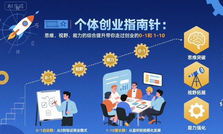 个体创业指南针，思维、视野、能力的综合提升带你走过创业的0-1和1-10【音频】-蚂蚁汇资源分享项目网