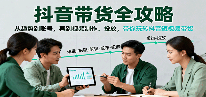 抖音带货全攻略：从趋势到账号，再到视频制作、投放，带你玩转抖音短视频带货-蚂蚁汇资源分享项目网