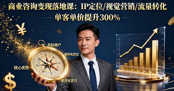商业咨询变现落地课：IP定位/视觉营销/流量转化，单客单价提升300%-蚂蚁汇资源分享项目网