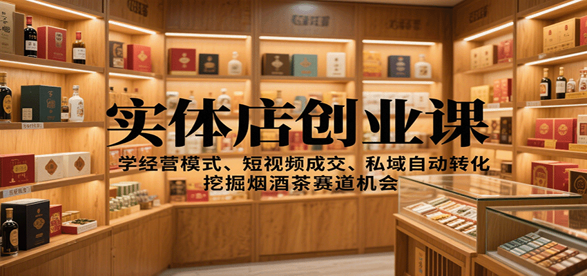 实体店创业课：学经营模式、短视频成交、私域自动转化，挖掘烟酒茶赛道机会-蚂蚁汇资源分享项目网