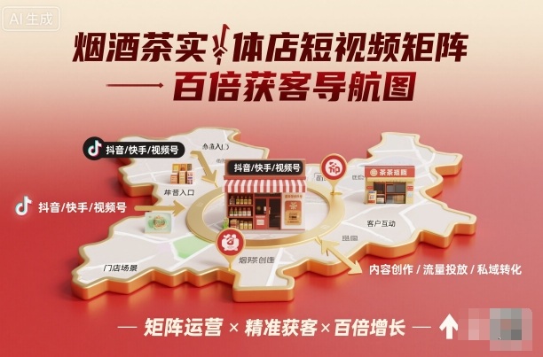烟酒茶实体店短视频矩阵百倍获客导航图-蚂蚁汇资源分享项目网