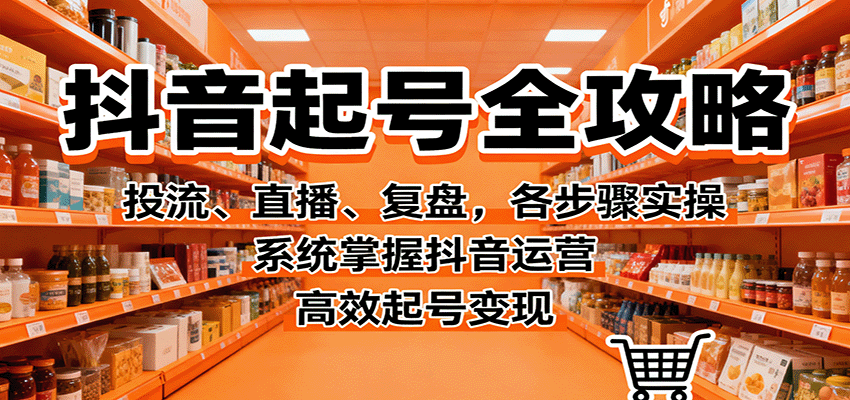 抖音起号全攻略，投流、直播、复盘，各步骤实操，系统掌握抖音运营，高效起号变现-蚂蚁汇资源分享项目网