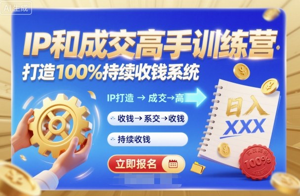 带你成为IP和成交高手的训练营，打造100%持续收钱系统-蚂蚁汇资源分享项目网