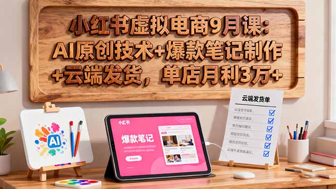 小红书虚拟电商9月课：AI原创技术+爆款笔记制作+云端发货，单店月利3万+-蚂蚁汇资源分享项目网
