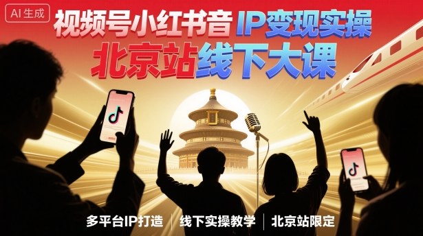 视频号小红书抖音IP变现实操北京站线下大课，40+行业短视频高变现姿势，100+IP高变现实操技术-蚂蚁汇资源分享项目网