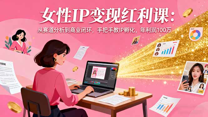 女性IP变现红利课：从赛道分析到商业闭环，手把手教IP孵化，年利润100万-蚂蚁汇资源分享项目网