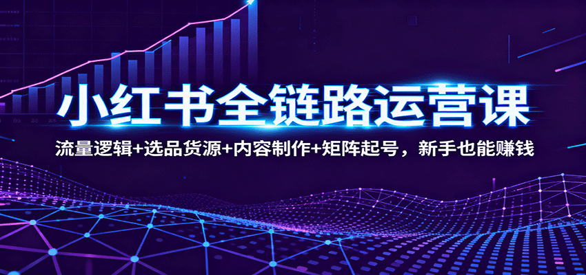 小红书全链路运营课：流量逻辑+选品货源+内容制作+矩阵起号，新手也能赚钱-蚂蚁汇资源分享项目网