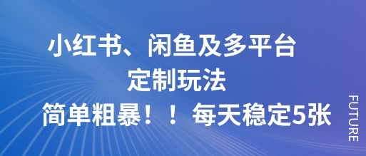 小红书、闲鱼及多平台定制玩法简单粗暴！每天稳定5张-蚂蚁汇资源分享项目网
