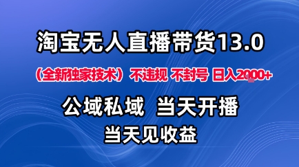 淘宝无人直播13.0，公域私域技术，不封号，不违规布局下半年旺季赛道，日入1K+(独家技术)【揭秘】-蚂蚁汇资源分享项目网