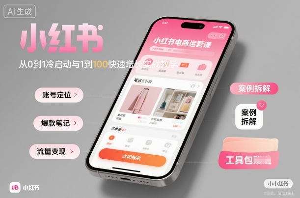 小红书电商运营课：从0到1冷启动与1到100快速增长实战教学-蚂蚁汇资源分享项目网