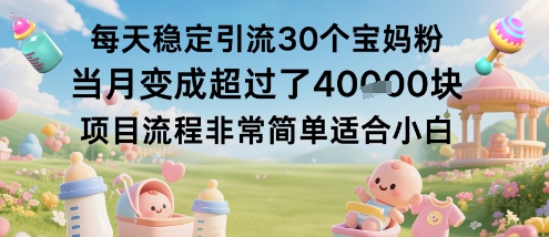 每天稳定引流30个宝妈粉当月变成超过了1W+项目流程非常简单适合小白-蚂蚁汇资源分享项目网