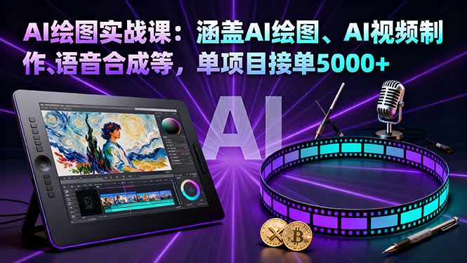 AI绘图实战课：涵盖AI绘图、AI视频制作、语音合成等，单项目接单5000+-蚂蚁汇资源分享项目网