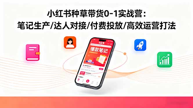 小红书种草带货0-1实战营：笔记生产/达人对接/付费投放/高效运营打法-蚂蚁汇资源分享项目网
