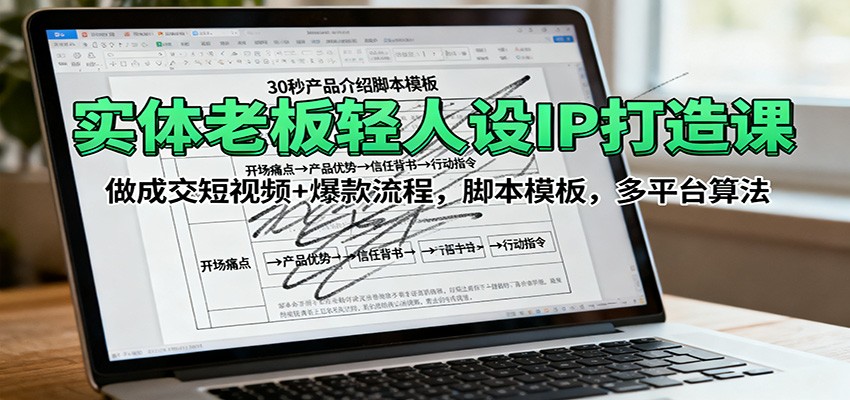 实体老板轻人设IP打造课：做成交短视频+爆款流程，脚本模板，多平台算法-蚂蚁汇资源分享项目网
