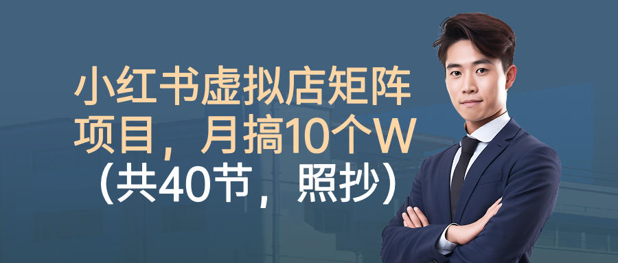 小红书虚拟店矩阵项目，月搞10W(共40节，照抄照做)-蚂蚁汇资源分享项目网
