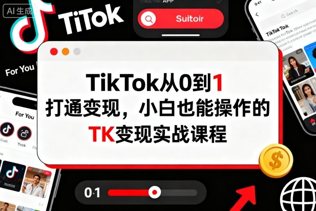 TikTok从0到1打通变现，小白也能操作的TK变现实战课程-蚂蚁汇资源分享项目网