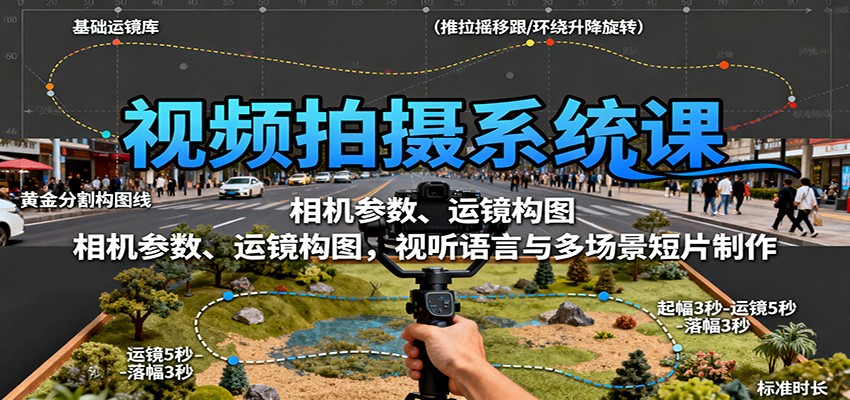 视频拍摄系统课：相机参数、运镜构图，视听语言与多场景短片制作-蚂蚁汇资源分享项目网