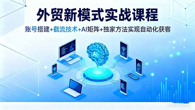 外贸新模式实战课程，账号搭建+截流技术+AI矩阵+独家方法实现自动化获客-蚂蚁汇资源分享项目网