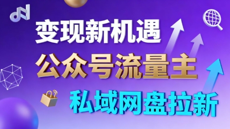 公众号流量主+私域网盘拉新，多方式变现，简单易上手，当天就有收益-蚂蚁汇资源分享项目网